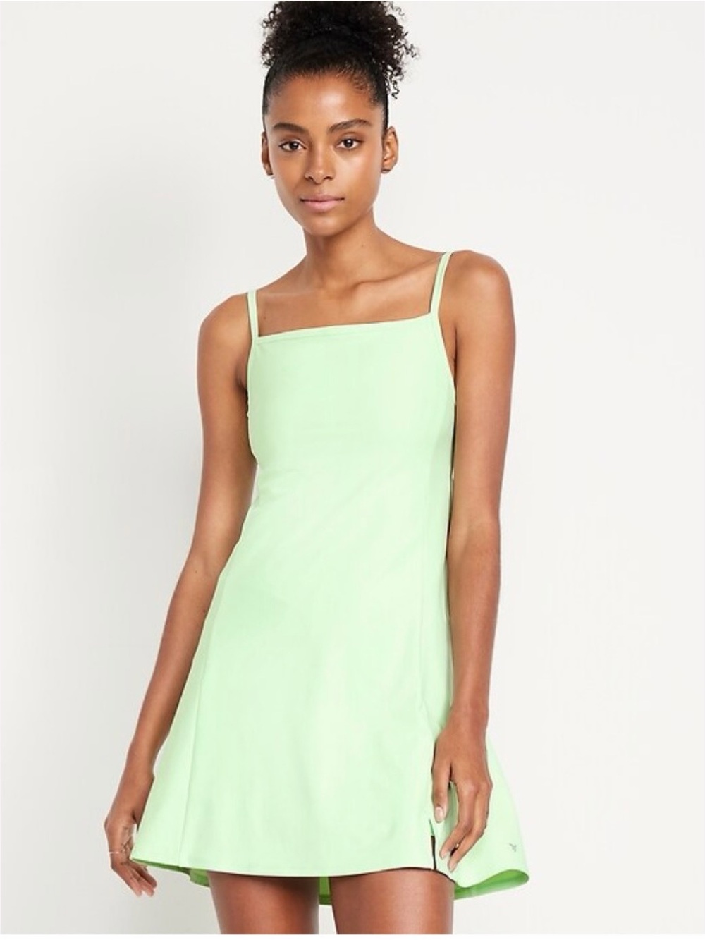 Light Green Square Neck A-Line Mini Dress